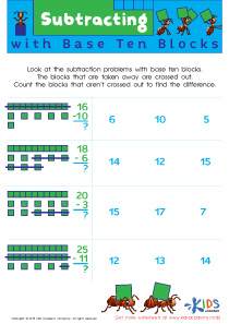 Subtracting with Base Blocks Worksheet