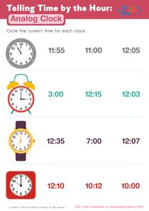 Telling Time by the Hour: Analog Clock Worksheet