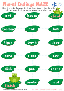 Plural Endings Maze Worksheet