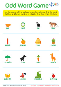Count Syllables: Odd Word Game Worksheet