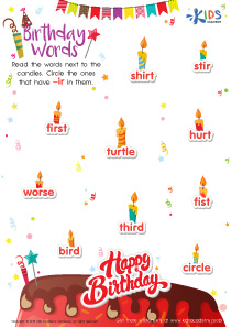 Birthday Words Worksheet