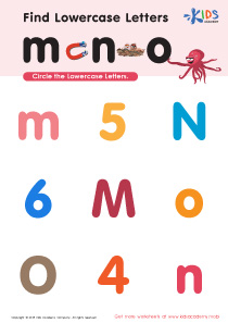 Find Lowercase Letters m n o Worksheet