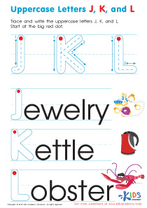 Uppercase Letters J, K, and L Worksheet