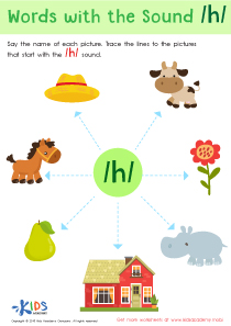 Words with sound h Reading Worksheet