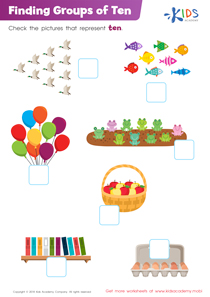 Finding Groups of Ten Worksheet