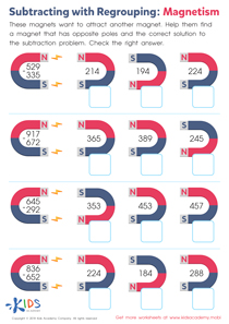 Subtracting with Regrouping: Magnetism Worksheet