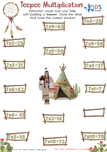 Teepee Multiplication Worksheet