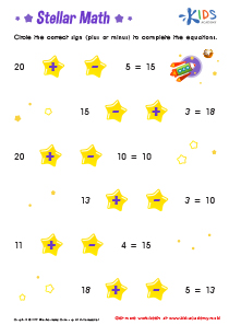 Stellar Math Substraction Worksheet