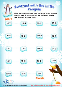 Subtract With The Little Penguin Substraction Worksheet