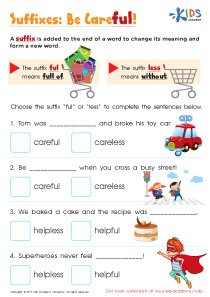 Suffixes Ful and Less Worksheet
