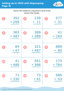 Adding up to 1000 with Regrouping: Page 18