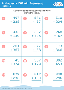 Adding up to 1000 with Regrouping: Page 56