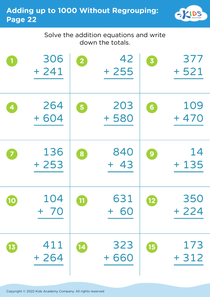 Adding up to 1000 Without Regrouping: Page 22