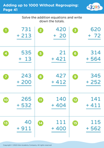 Adding up to 1000 Without Regrouping: Page 41