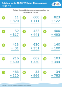 Adding up to 1000 Without Regrouping: Page 46