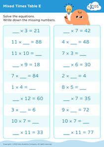 Mixed Times Table E