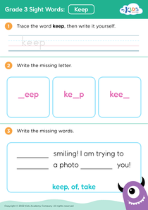 Grade 3 Sight Words: Keep