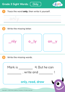 Grade 3 Sight Words: Only