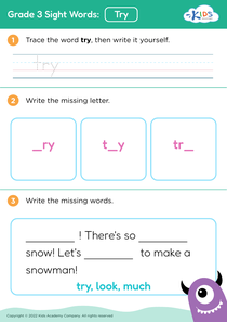 Grade 3 Sight Words: Try