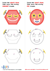 Composing a Robot's Face of Crescents And Stars Worksheet