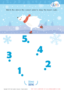Drawing the Bear's Route by Number Worksheet