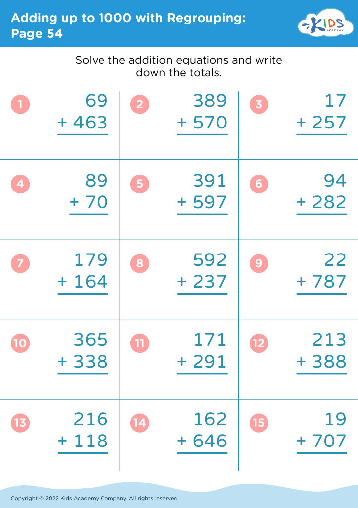 Adding up to 1000 with Regrouping: Page 54