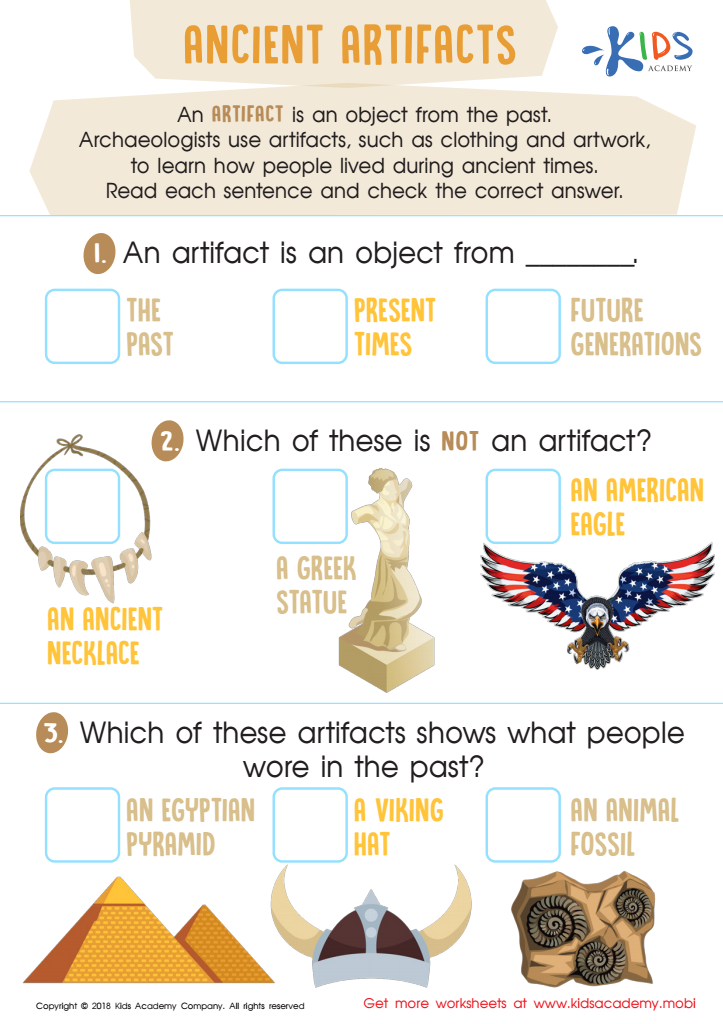 Ancient Artifacts Worksheet