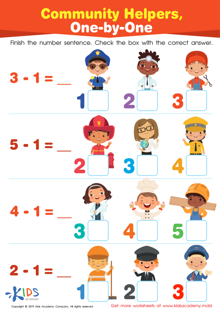 Community Helpers, One-by-One Worksheet
