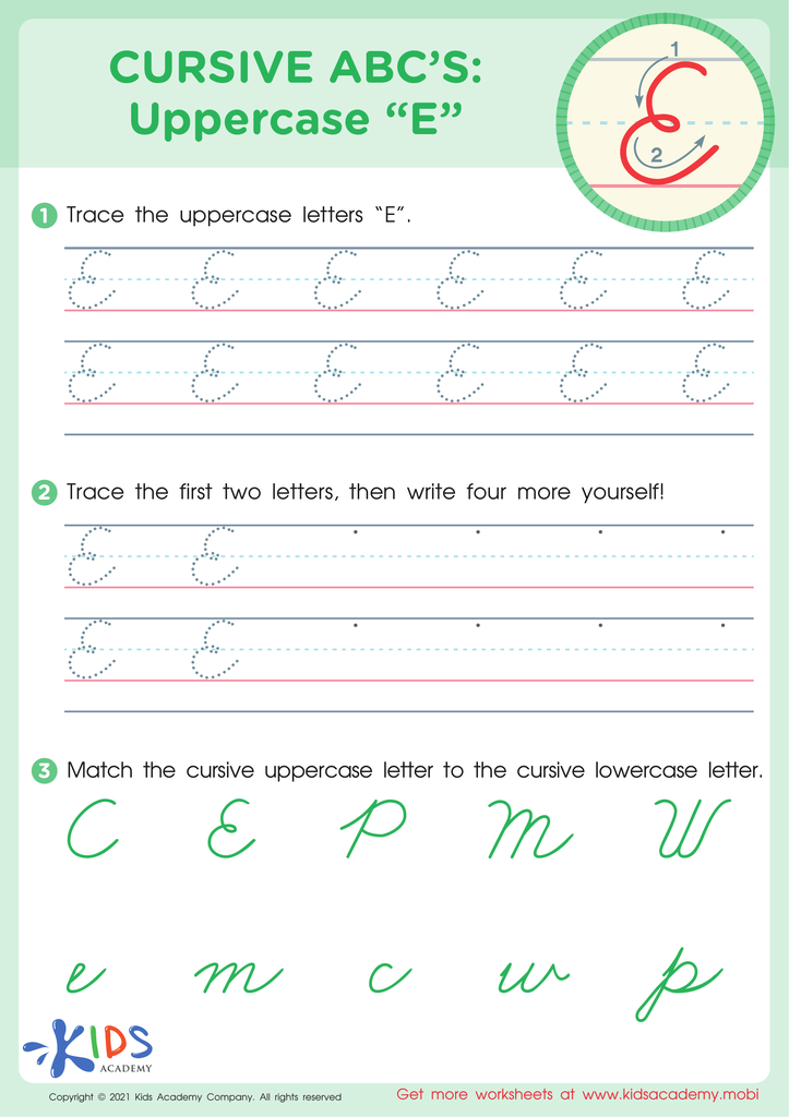 Cursive ABCs: Uppercase E