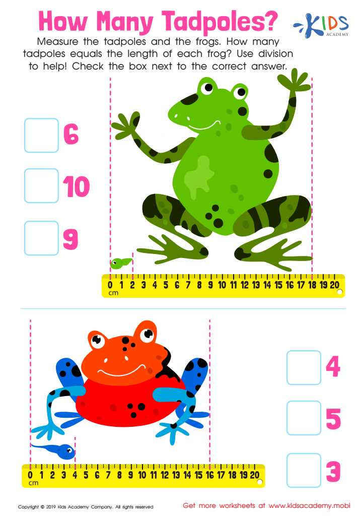 How Many Tadpoles Worksheet