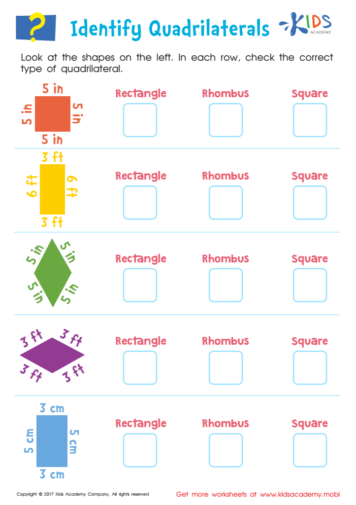Identify Quadrilaterals Worksheet PDF