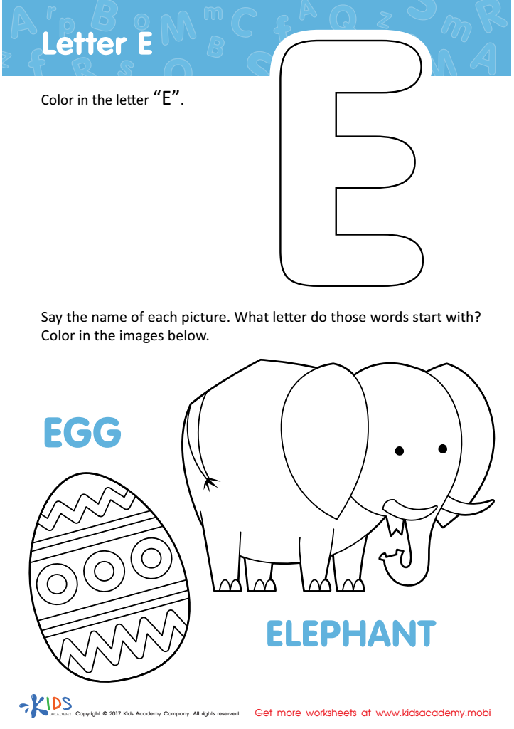 Letter E Coloring Page