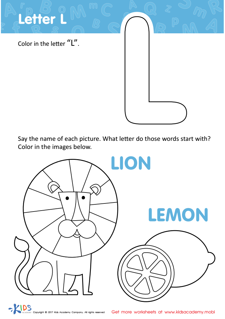 Letter L Coloring Page