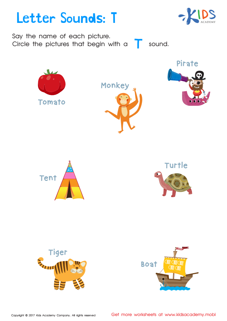 Letter t sounds worksheet