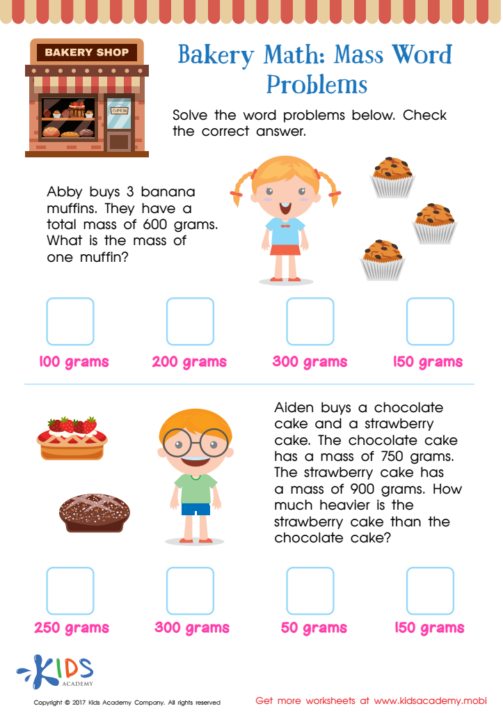 Mass Word Problems Worksheet