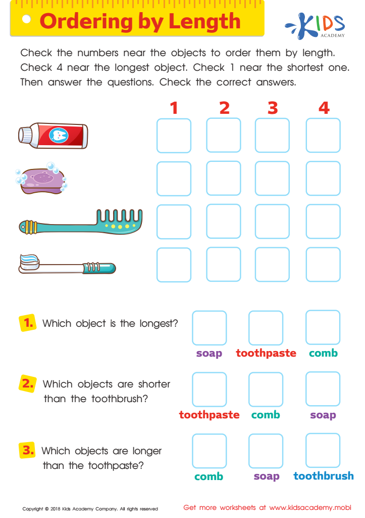 Ordering by Length Worksheet