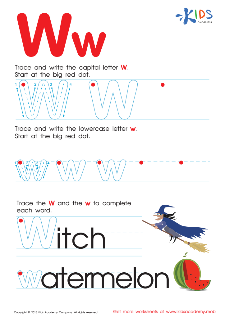 Letter W worksheets