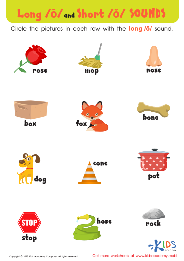 Reading: Long O and Short O Sounds Worksheet