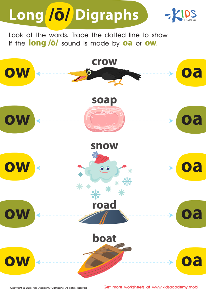 Reading: Long O Digraphs Worksheet