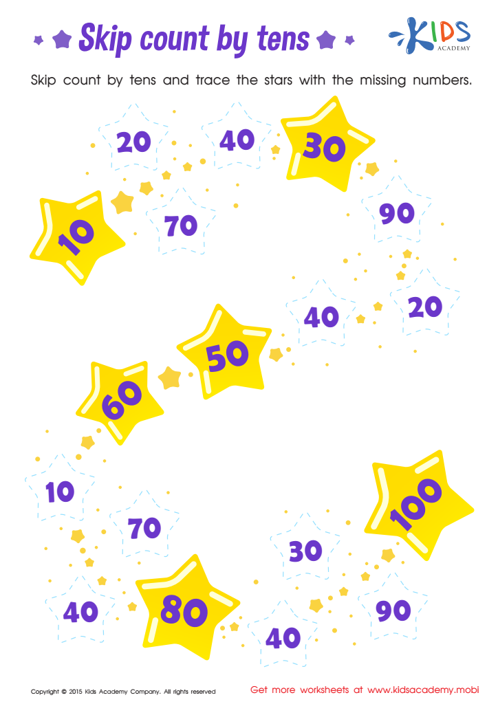 Skip Counting by 10’s Worksheet