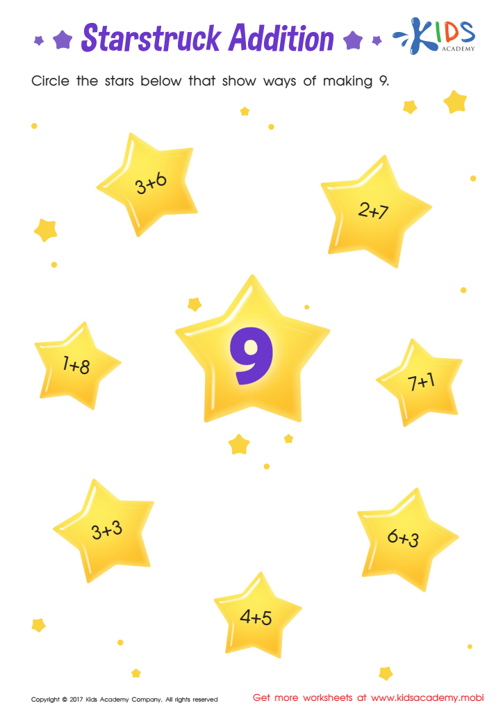 Interactive Addition Worksheet for Kindergarten