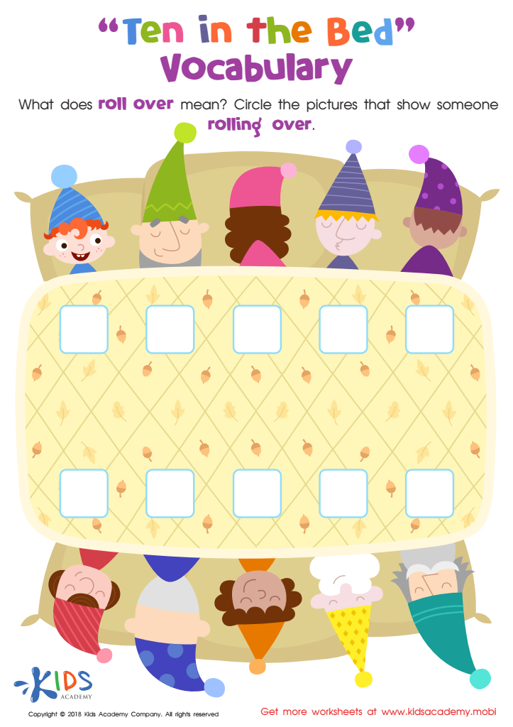 Ten in the Bed: Vocabulary Worksheet