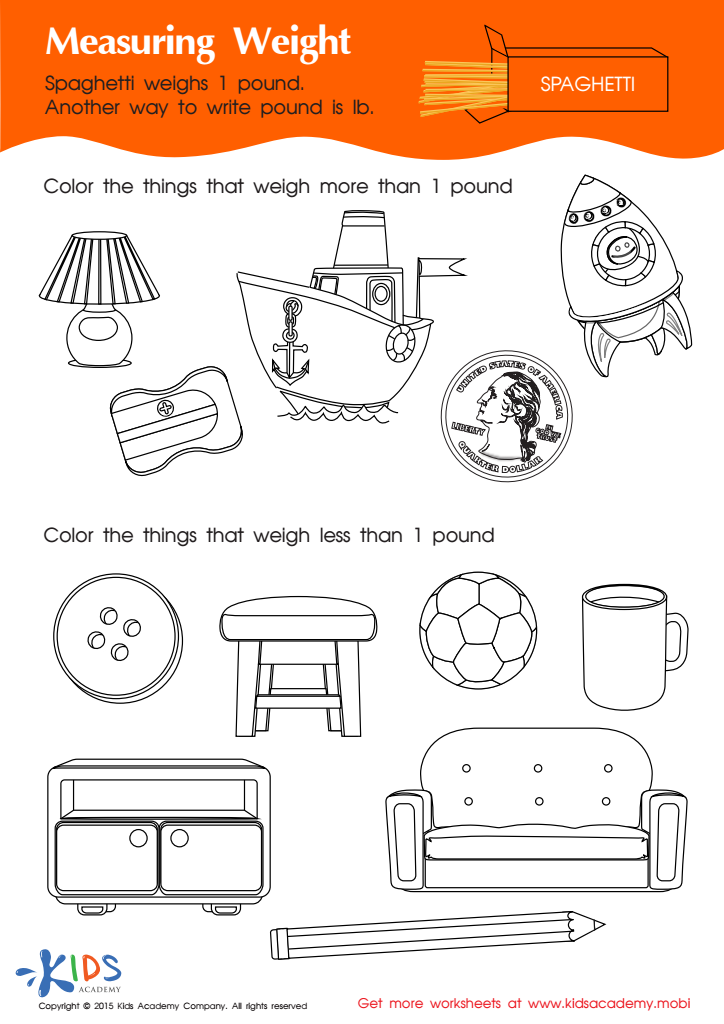 Measurement PDF Worksheets: Measuring Weight in Pounds 1